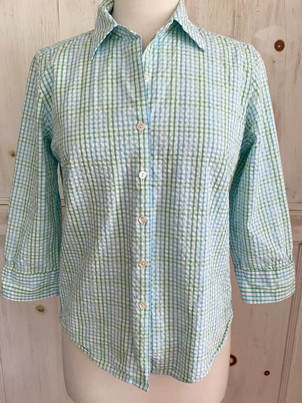 LL Bean Cotton Seersucker Button Down Shirt CS